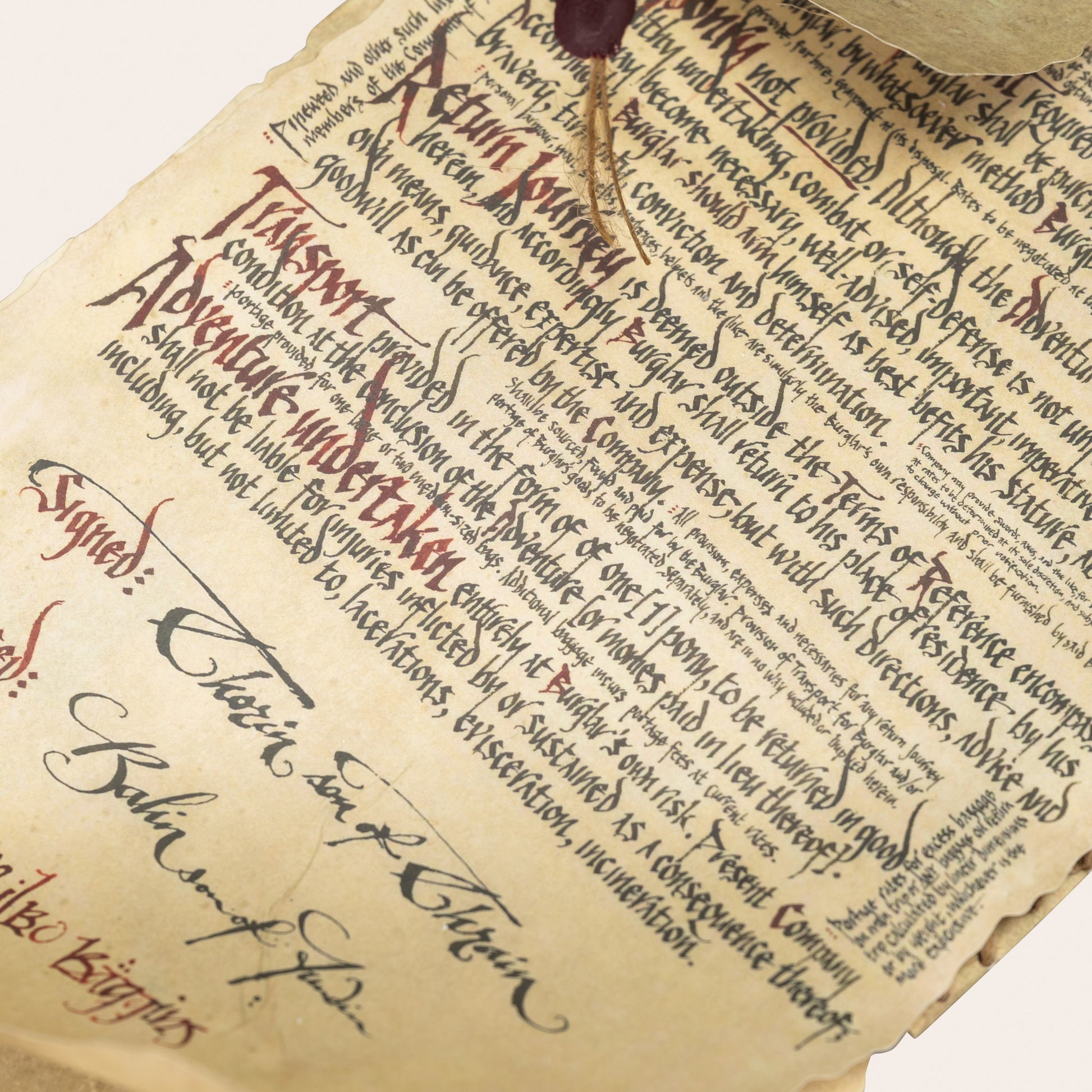 The Burglar Contract of Bilbo Baggins™ Miniature Prop Replica
